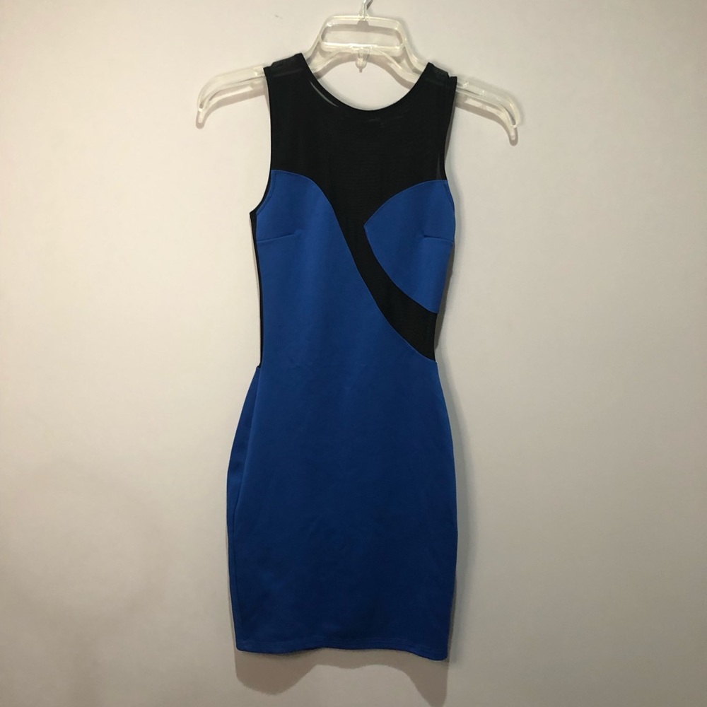 Blue black mesh dress